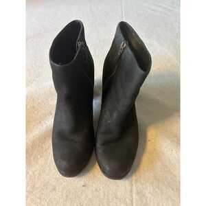 Cole Haan Nike Air Ankle Boots Womens 8.5B Black Good Leather Block Heel Zip